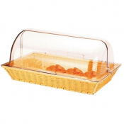 Rattan Basket with Polycarbonate Roll Top Cover 53x32x18cm