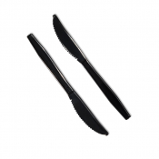 Plastic Knife Reusable Heavy Duty Black x100