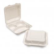 Bagasse Clamshell Meal Box 3 Compartment 8inch x200