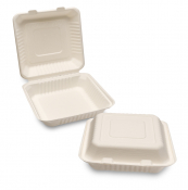 Bagasse Clamshell Meal Box 9x9inch x200