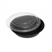 Container & Lid Round PP Black/Clear 24oz/710ml