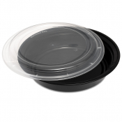Container & Lid Round PP Black/Clear 48oz/1420ml