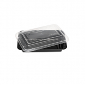 Container & Lid Rectangle PP Black/Clear 16oz/473ml x150