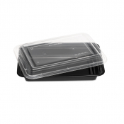 Container & Lid Rectangle PP Black/Clear 28oz/828ml x150