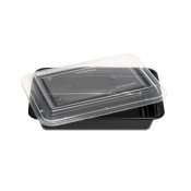 Container & Lid Rectangle PP Black/Clear 32oz/946ml x150
