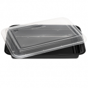 Container & Lid Rectangle PP Black/Clear 58oz/1715ml