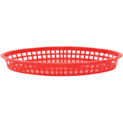 Fast Food Basket Red Oval Polypropylene 32.5x24x4cm