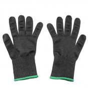 Medium Cut Resistant Gloves Black with Green Cuff Polyethylene
