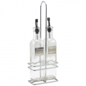 Square Glass Oil & Vinegar With Chrome Stand