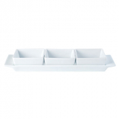 Porcelite Square Shaped Set of 3 Bowls & Tray 29x9cm/11.5inchx3.5inch