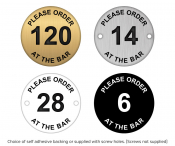 Order At The Bar 38mm Round Silver Engraved Table Number Disc.