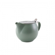 Porcelain Matt Sage Teapot with St/St Lid & Infuser 50cl/ 17.6oz
