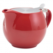 Porcelain Red Teapot with St/ St Lid & Infuser 50cl/ 17.6oz