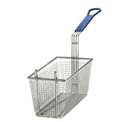 Rectangular Fryer Basket Nickel Plated Mesh with Blue Handle 65x14.5x14.5cm