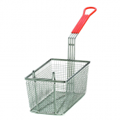 Rectangular Fryer Basket Nickel Plated Fine Mesh with Orange Handle 63.5x16.5x34.5cm