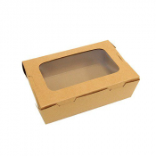 Kraft Lunch Box with Window PE Lined Paper (195x140x65mm/8x6x3inch) 50oz x120