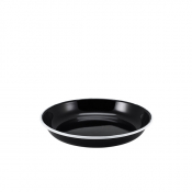 Enamel Rice/ Pasta Plate Black with White Rim 20cm