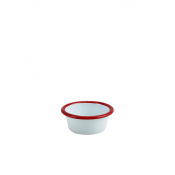 Enamel Ramekin White with Red Rim 8cm Dia 90ml/ 3.2oz