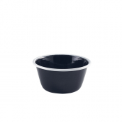 Enamel Deep Pie Dish Black with White Rim 12cm