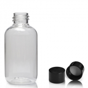 Bottle PET Clear 60ml with Screw Cap Black 20mm