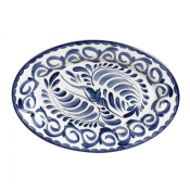 Puebla Blue Oval Platter Rolled Edge 34cm (13 1/2inch)