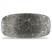 Kintsugi Reverse Quartz Black Chefs Oblong Plate 13 7/8X7 3/8inch