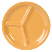 Melamine 3 Compartment Plate Yellow 10.25inch/260mm x12