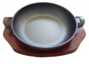 Cast Iron Balti With Wood Base 16.5cm