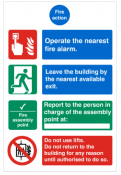 Fire Action Safety Notice, Self-Adhesive Vinyl, 200x300mm.