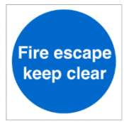 Fire Escape Keep Clear Self-Adhesive Vinyl 100x100mm