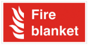Fire Blanket Text & Symbol, Self-Adhesive Vinyl, 100x200mm.