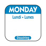 Dissolving Day Label Monday 25mm x500