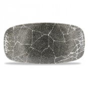 Kintsugi Reverse Quartz Black Chefs Oblong Plate 11 3/4X6inch