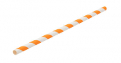 Paper Orange/White Stripe Straw 8inch (20cm) x250