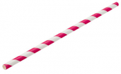 Paper Pink/White Stripe Straw 8inch (20cm) x250