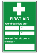 First Aiders/ Nearest First Aid Box, Self Adhesive Vinyl, 300x200mm.