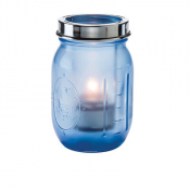 Firefly: Satin Dark Blue Glass Lamp with Cradle and Handle