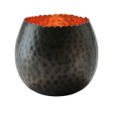 Cauldron Hammered Dark Bronze & Copper Leaf Metal Votive 10.2 x 8.9cm (4 x 3 1/2inch)