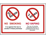 No Smoking/Vaping Sign Self Adhesive 200x300mm