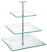 Aura 3 Tiered Square Glass Plate 9.75, 8, 5.75inch