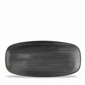 Churchill Super Vit Stonecast Raw Black Chefs Oblong Plate 10.6inchX5inch