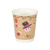 Festive Christmas Coffee Cup Double Walled Kraft 8oz x500