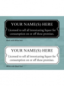 Licensee Name Plate - On And Off Premises - Black/White Text