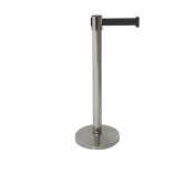 Barrier Post - Retractable Black Belt