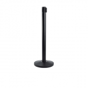 Black Barrier Post - Retractable Black Belt