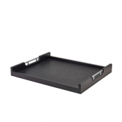 Solid Black Low Wall Butlers Tray with Metal Handles 54.5 x 44cm