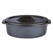 Cast Iron Effect Cookware Oval Casserole Dish With Lid 17.7x13.5x7cm 16oz/45.5cl