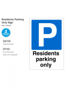 Residents Parking Only, Wall Mounted, 200x300mm.