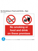 No Smoking Or Food Etc. On Premises, Self Adhesive Vinyl, 200x150mm.