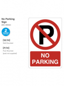 No Parking Symbol & Text, Post Mounted, 200x300mm.